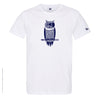 Dessin CHOUETTE Bleu Marine - T-shirt Blanc Col Rond