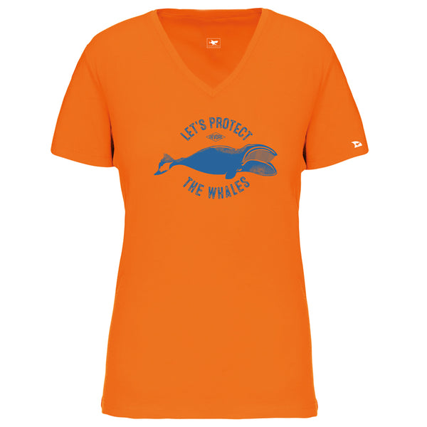 T-shirt femme Let's protect the whales baleine franche
