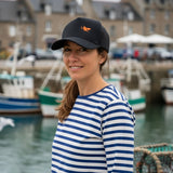 CASQUETTE BLEU MARINE REQUIN BRODE ORANGE