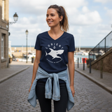 T-shirt femme col V Requin ville