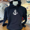 SWEAT BLEU MARINE CAPUCHE MIXTE IMPRIME