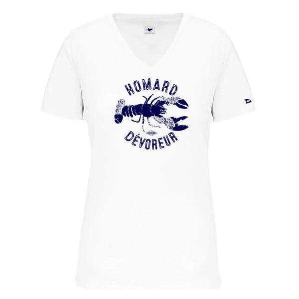 T-shirt femme col V homard dévoreur