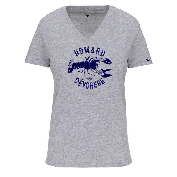 T-shirt femme col V homard dévoreur