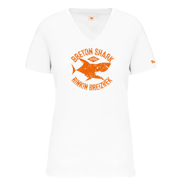 T-shirt femme col V requin Rinkin