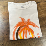 T-shirt BLANC PALMIER ORANGE - Col rond - Homme