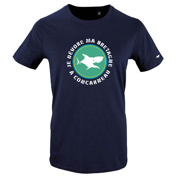 T-Shirt Homme - Taille S - villes de Bretagne et du Monde - Bleu Marine - Homme - Je dévore ma Bretagne à Concarneau