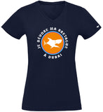 T-Shirt Femme - Taille M - villes de Bretagne et du Monde - Bleu Marine - Je dévore ma Bretagne à Dubaï