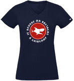 T-Shirt Femme - Taille XXL - villes de Bretagne et du Monde - Bleu Marine - Je dévore ma Bretagne à Guingamp