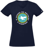 T-Shirt Femme - Taille M - villes de Bretagne et du Monde - Bleu Marine - Je dévore ma Bretagne à Kervatous
