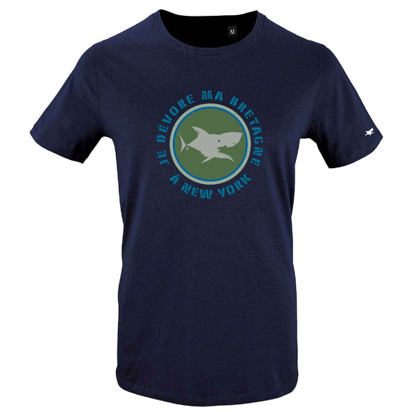 T-Shirt Enfant - Taille 10 ans - villes de Bretagne et du Monde - Bleu Marine - Je dévore ma Bretagne à New York