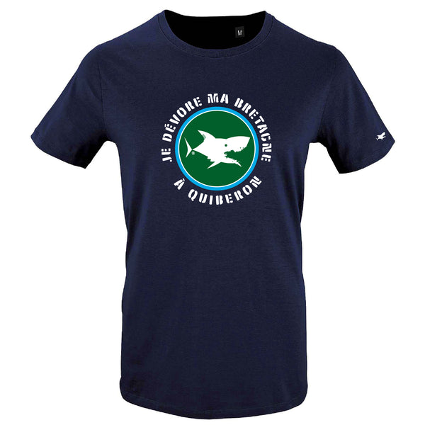 T-Shirt  villes de Bretagne et du Monde Bleu Marine Homme Je dévore ma Bretagne Quiberon