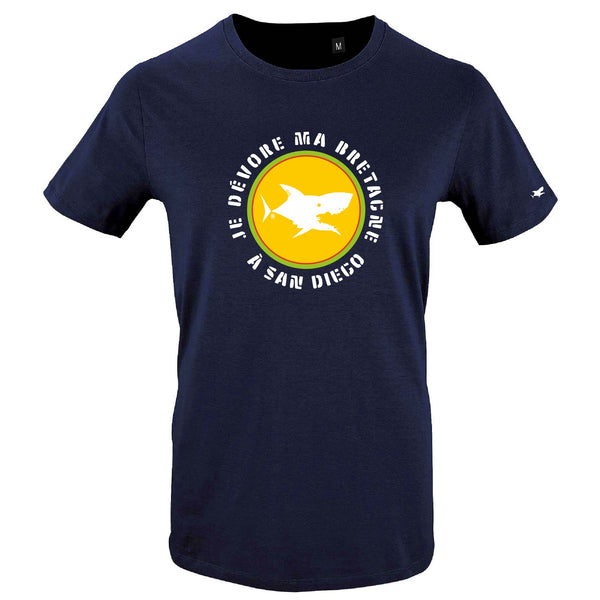 T-Shirt Homme - Taille M - villes de Bretagne et du Monde - Bleu Marine - Homme - Je dévore ma Bretagne à San Diego