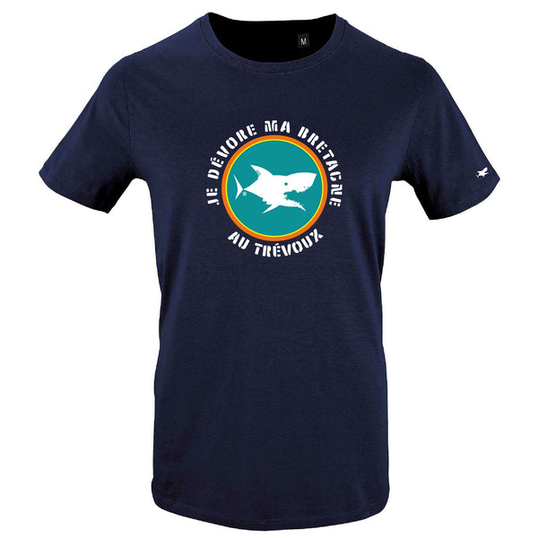 T-Shirt Femme - Taille M - villes de Bretagne et du Monde - Bleu Marine - Je dévore ma Bretagne au Trévoux