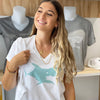 T-shirt Bio Blanc - Requin Vert - Femme - Taille L -  Je dévore ma Bretagne - Je dévore ma Bretagne