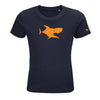 T-shirt enfant bleu marine requin motif orange