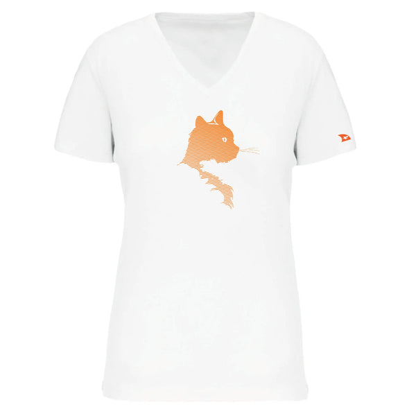 T-shirt femme blanc chat