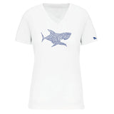 T-shirt femme blanc requin Ajoure