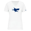 T-shirt femme blanc requin motif bleu