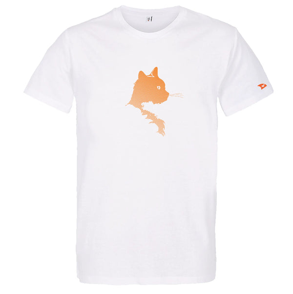 T-shirt homme blanc chat