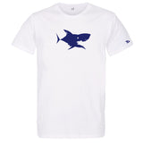 T-shirt homme blanc requin motif bleu