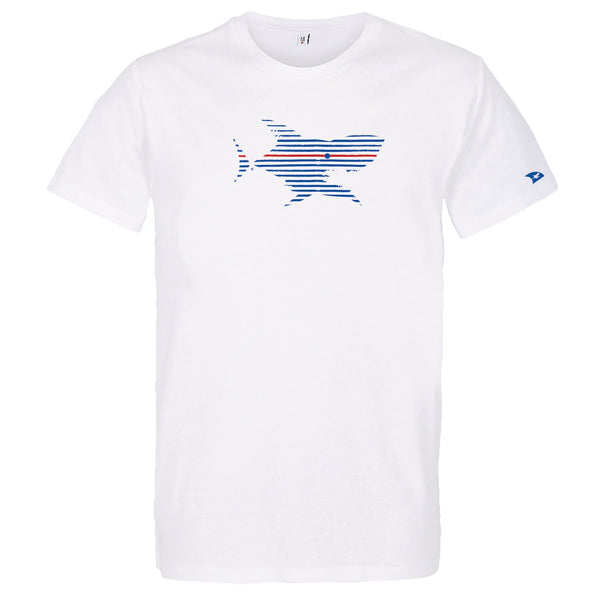 T-shirt homme blanc requin Mariniere