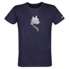T-shirt homme beu marine chat motif blanc