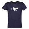 T-shirt homme bleu marine requin motif blanc
