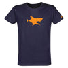 T-shirt homme bleu marine requin motif orange