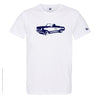 Dessin CABRIOLET Bleu Marine - T-shirt Blanc Col Rond