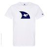 Dessin AILERON Bleu Marine - T-shirt Blanc Col Rond