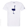 Dessin AUTRUCHE Bleu Marine - T-shirt Blanc Col Rond