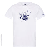 Dessin COCCINELLE Bleu Marine - T-shirt Blanc Col Rond