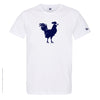 Dessin COQ Bleu Marine - T-shirt Blanc Col Rond
