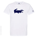 Dessin CROCODILE  Bleu Marine - T-shirt Blanc Col Rond
