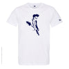 Dessin GRATTEUX Bleu Marine - T-shirt Blanc Col Rond