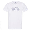Dessin MOTO ANGLAISE Marine - T-shirt Blanc Col Rond