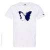 Dessin PAPILLON V1 Bleu Marine - T-shirt Blanc Col Rond