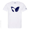 Dessin PAPILLON V2 Bleu Marine - T-shirt Blanc Col Rond