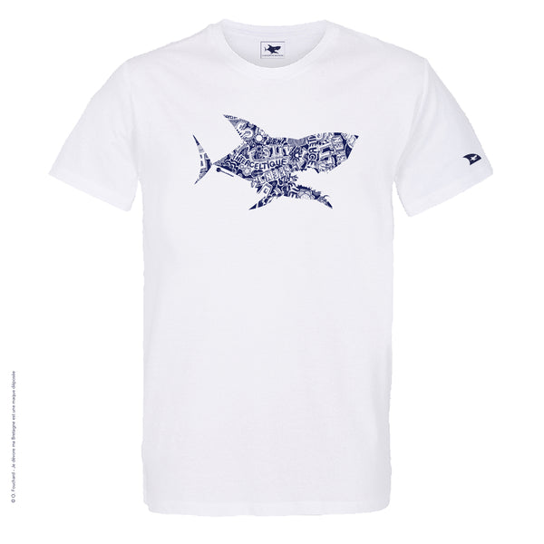 Dessin REQUIN FESTIVAL INTERCELTIQUE Bleu Marine - T-shirt Blanc Col Rond