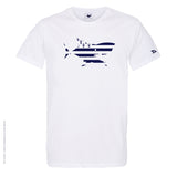 Dessin REQUIN GWENN HA DU Bleu Marine - T-shirt Blanc Col Rond
