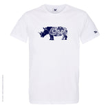 Dessin RHINOCÉROS Bleu Marine - T-shirt Blanc Col Rond