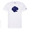 Dessin ROSE Bleu Marine - T-shirt Blanc Col Rond