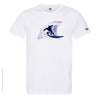 Dessin SURFEUR TÊTE REQUIN Bleu Marine - T-shirt Blanc Homme Col Rond