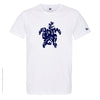 Dessin TORTUE TYPO VINTAGE Bleu Marine - T-shirt Blanc Col Rond