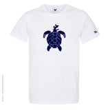 Dessin TORTUE V1 Bleu Marine - T-shirt Blanc Col Rond