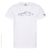Dessin VOITURE ALLEMANDE Bleu Marine - T-shirt Blanc Col Rond