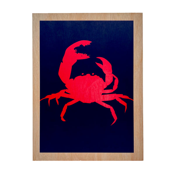 Plaque Décorative Bois Crabe Rouge